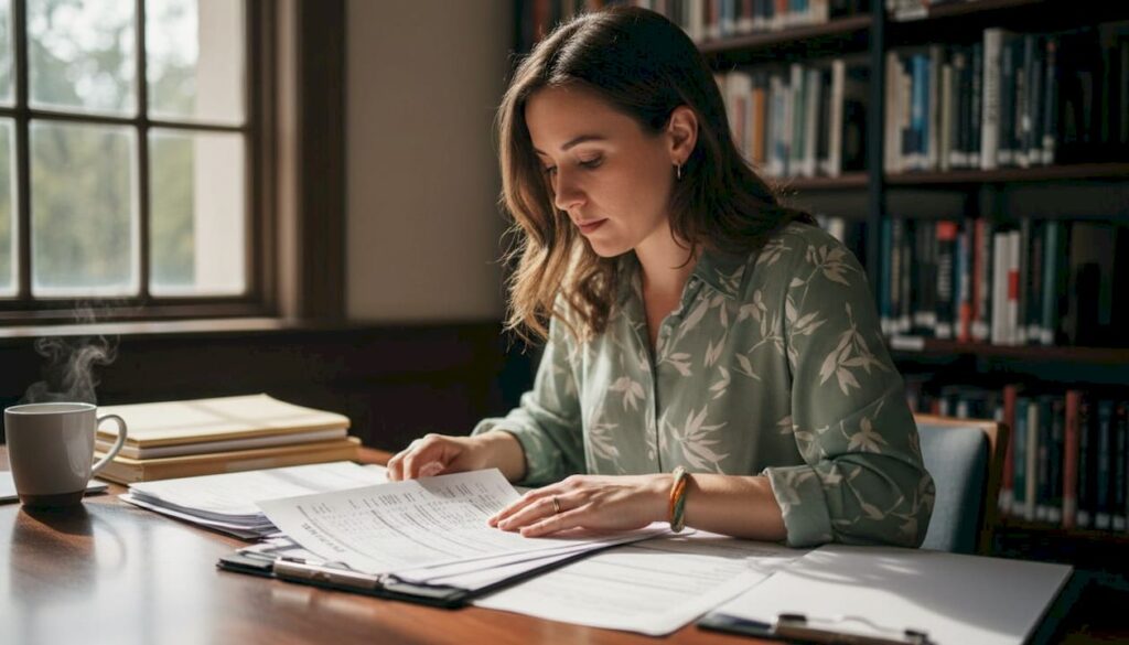 Relocation coordinator reviewing moving schedule