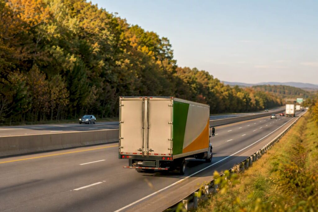 Moving truck traveling on an East Coast highway