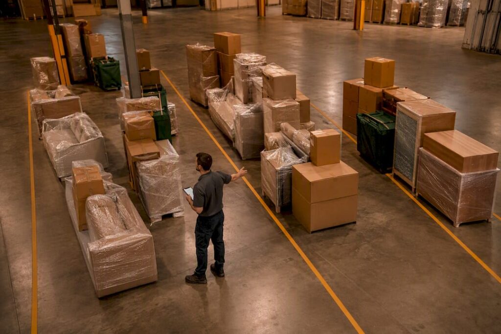 Household shipment divided into delivery groups