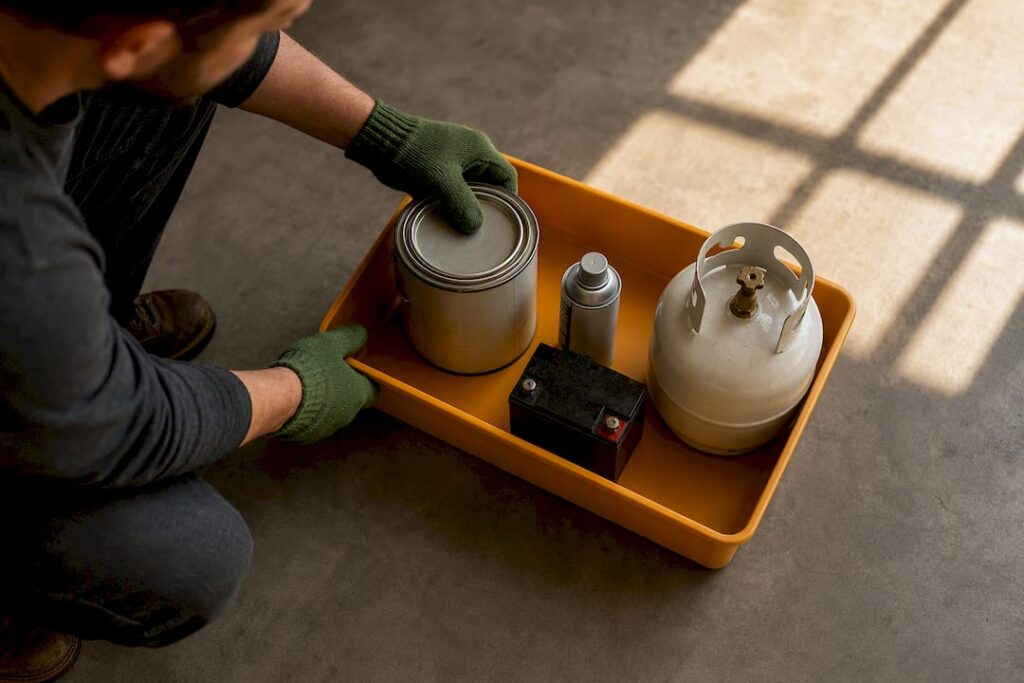 Hazardous household items set aside before moving