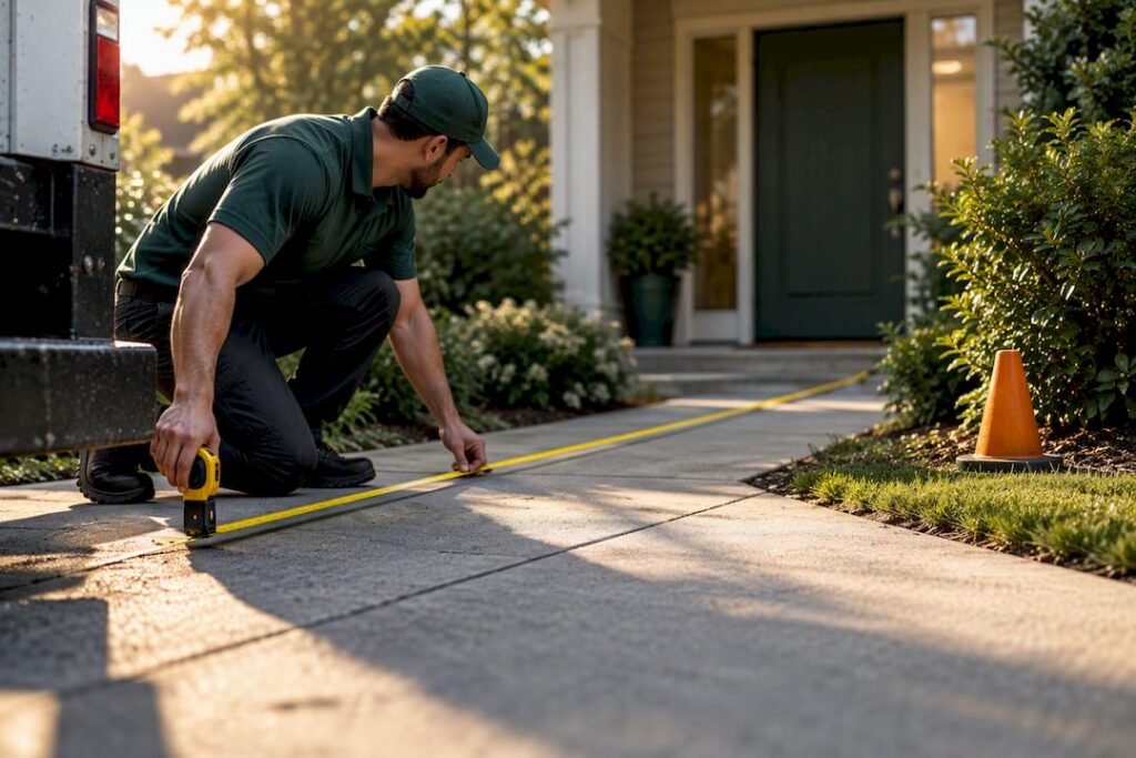 Measuring distance from moving truck to entrance