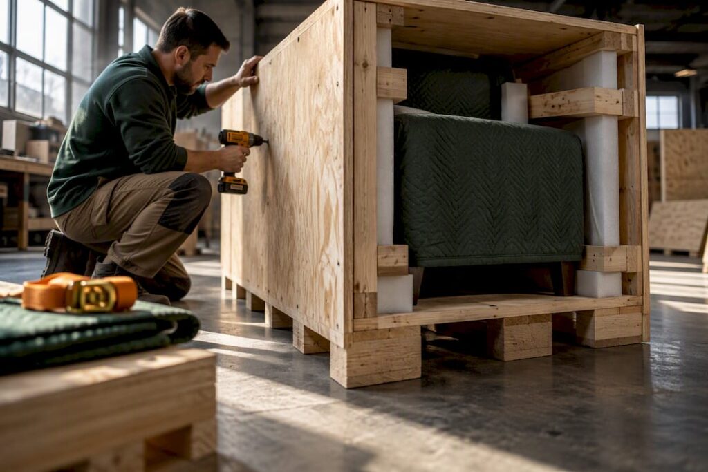 Custom crate with interior protective materials