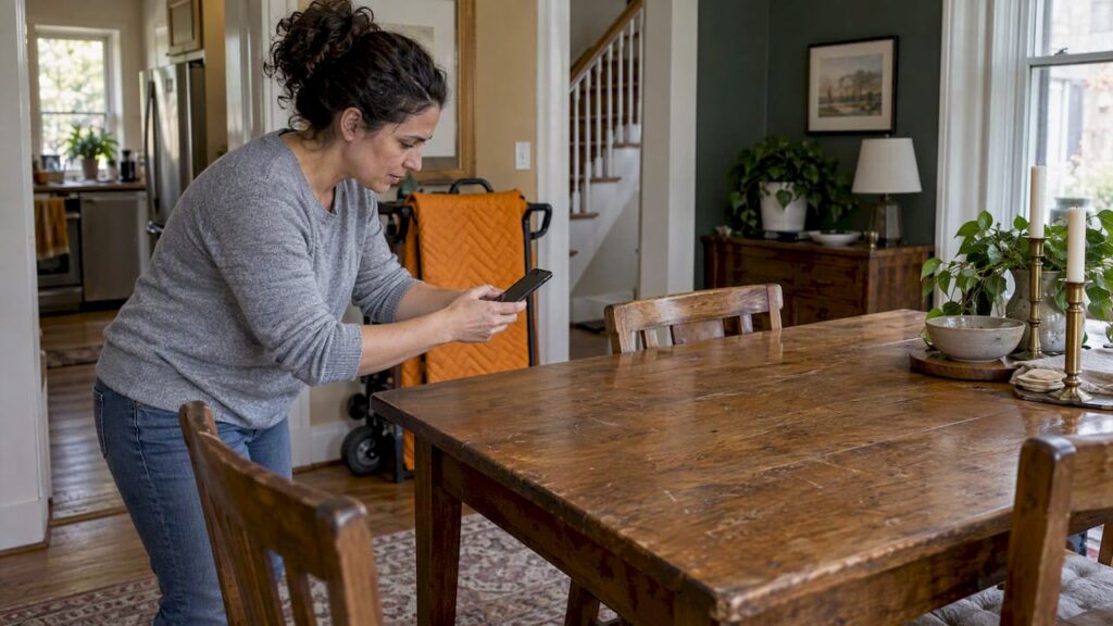 Homeowner photographing table before the move
